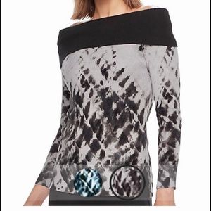 Rock & Republic Off-the-Shoulder Tie-Dye Sweater